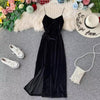 Velvet Vintage Dress - Black / XS