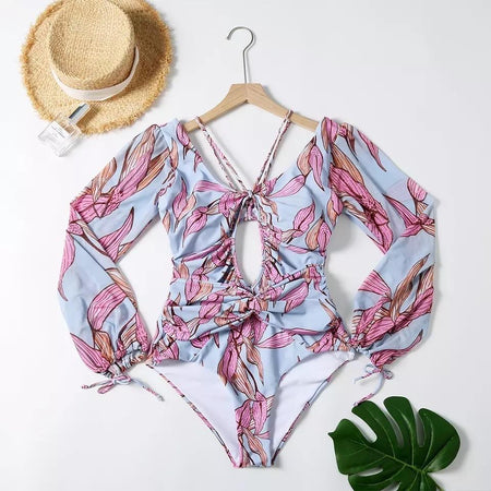 Vienna Luxury Swimsuit In Grey - styled flat-lay shot, pink - Miss Mosa By Akanksha