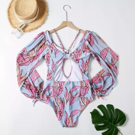Vienna Luxury Swimsuit In Grey - back shot on hanger, pink - Miss Mosa By Akanksha
