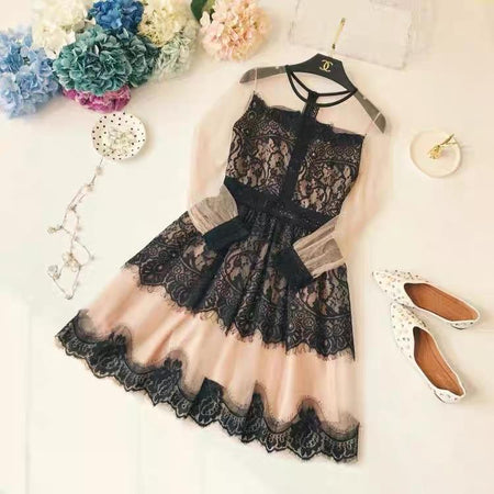 Vintage Lace Dress in Black - styled flat-lay shot, black - Miss Mosa By Akanksha