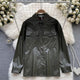 Vintage PU Leather Jacket - styled flat-lay shot, green - Miss Mosa By Akanksha