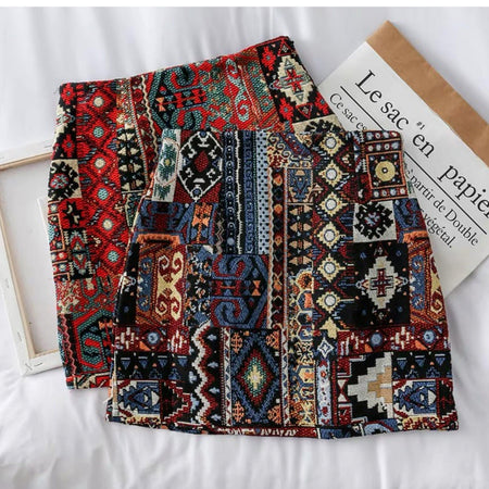 Vintage Tesla Embroidered Skirt - flat-lay product shot, multicolour - Miss Mosa By Akanksha