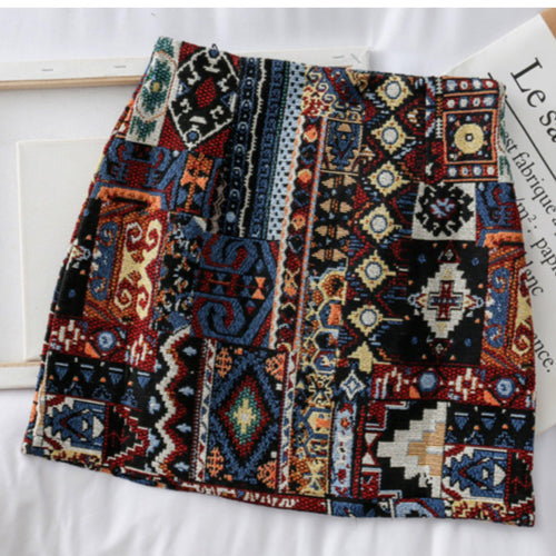Vintage Tesla Embroidered Skirt In Blue