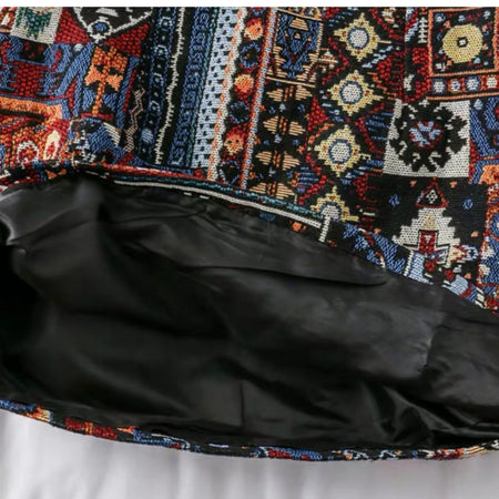 Vintage Tesla Embroidered Skirt - close-up of lining, multicolour - Miss Mosa By Akanksha
