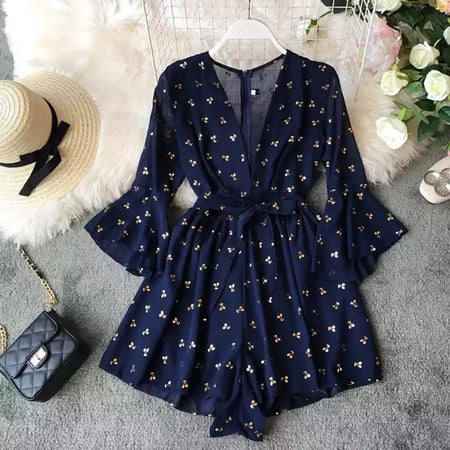 Vivian Bohemian Playsuit - styled flat-lay shot, navy - Miss Mosa By Akanksha