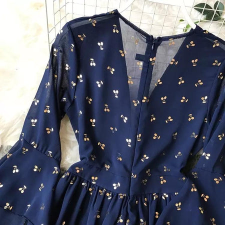 Vivian Bohemian Playsuit - close-up of neckline, navy - Miss Mosa By Akanksha