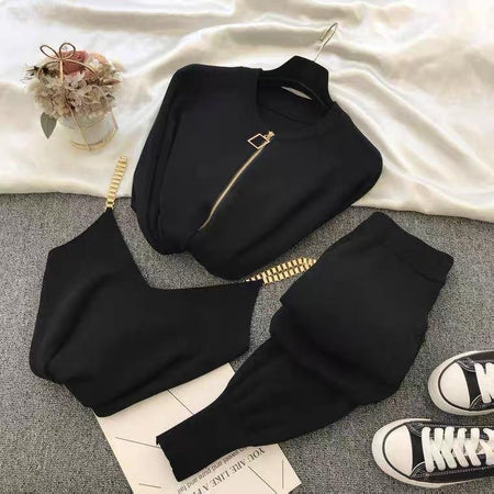 Vorel Luxury Tracksets - flat-lay product shot, black - Miss Mosa By Akanksha
