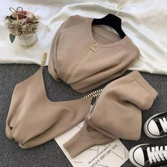Vorel Luxury Tracksets - flat-lay product shot, beige - Miss Mosa By Akanksha