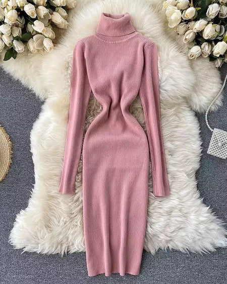 Waber Knitted Dress - styled flat-lay shot, pink - Miss Mosa By Akanksha