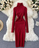 Waber Knitted Dress - styled flat-lay shot, red - Miss Mosa By Akanksha