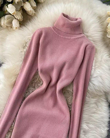 Waber Knitted Dress - front shot on hanger, pink - Miss Mosa By Akanksha
