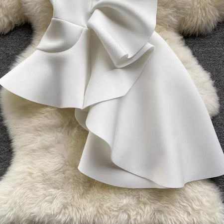 Waldorf Statement Blouse - close-up of ruffle hem, white - Miss Mosa By Akanksha