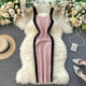 Welda Bodycon Dress - front shot on hanger, pink - Miss Mosa By Akanksha