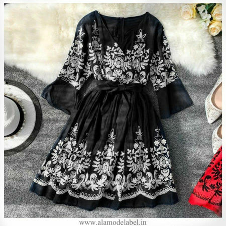 Black - Rabia Embroidery Dress