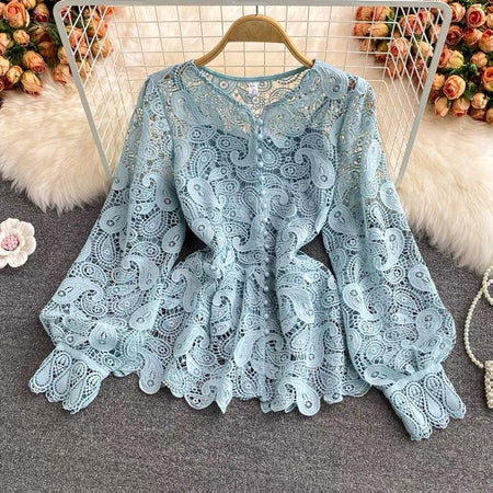 Blue - Lace Haven Blouse