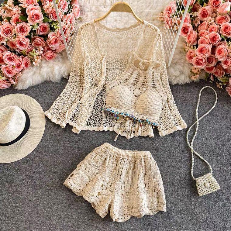 Jules 3 Piece Coord Set - Resortwear Set In Beige