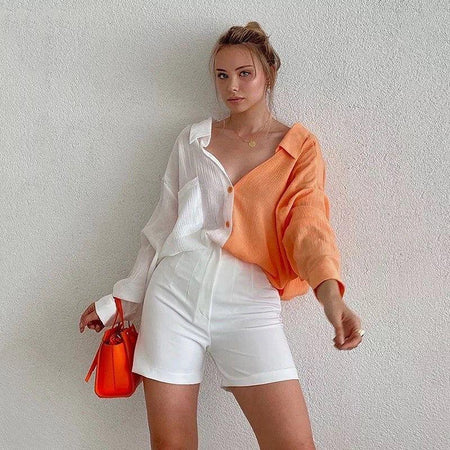 Orange - Manny Dual Tone Shirt