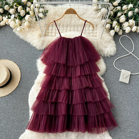 Maroon - Jenny Mesh Dress