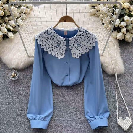 Blue - Sussane Lace Detailed Top