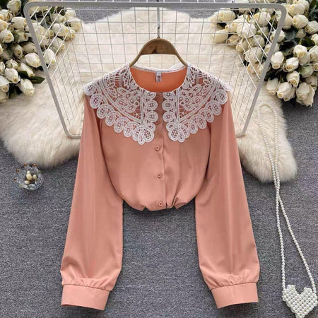 Peach - Sussane Lace Detailed Top