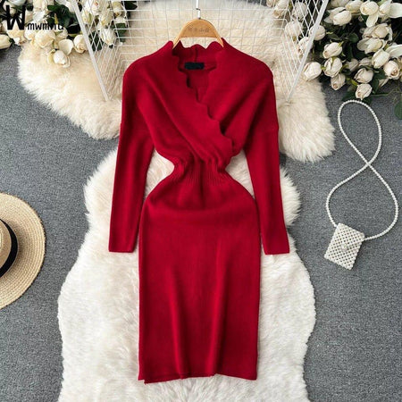 Maroon - Lucas Woolen Dress