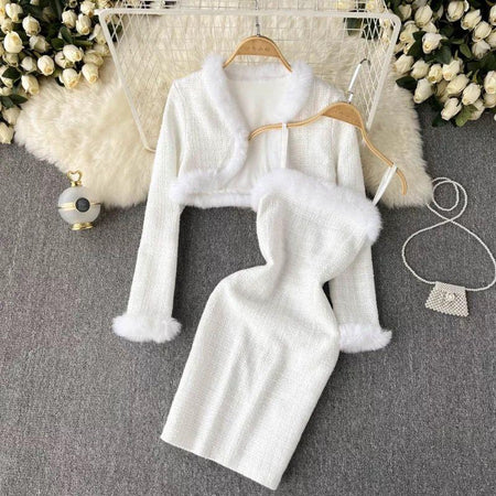 White - Charlotte Statement Dress with Cape