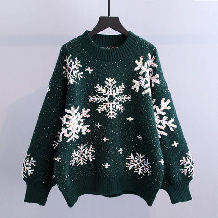 GREEN - Flakes Woolen Sweater