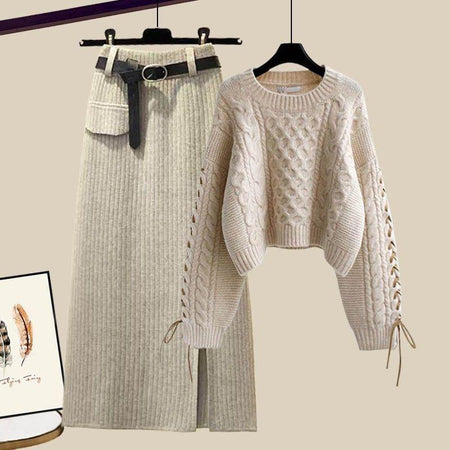 Beige Top with Beige Skirt - Brielle Coord Set