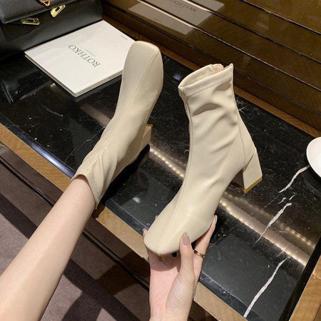 Beige - Ophelia Leather Boots