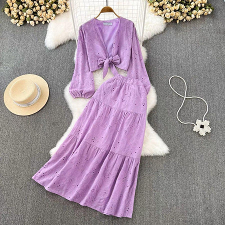 Purple - Braylee Eyelet Coord Set
