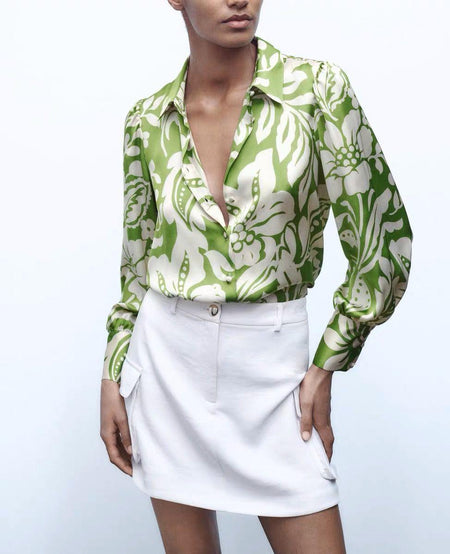 Reign Statement Floral Satin Shirt - Alamode By Akanksha