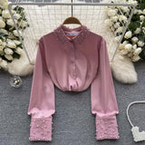 Celestia Pearl Satin Detailed Tops - Alamode By Akanksha