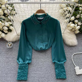 Celestia Pearl Satin Detailed Tops - Alamode By Akanksha