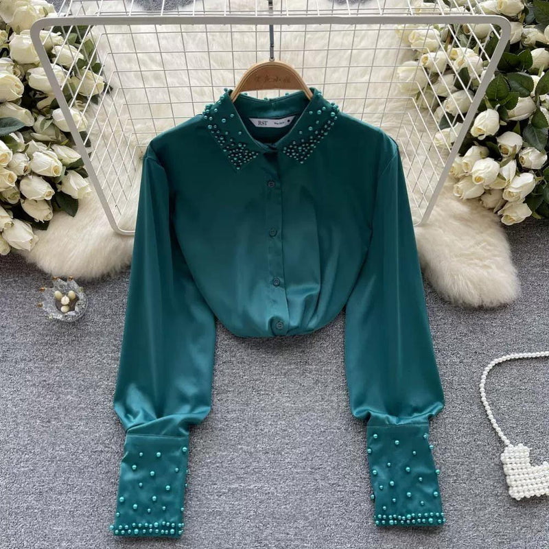 Celestia Pearl Satin Detailed Tops - Alamode By Akanksha