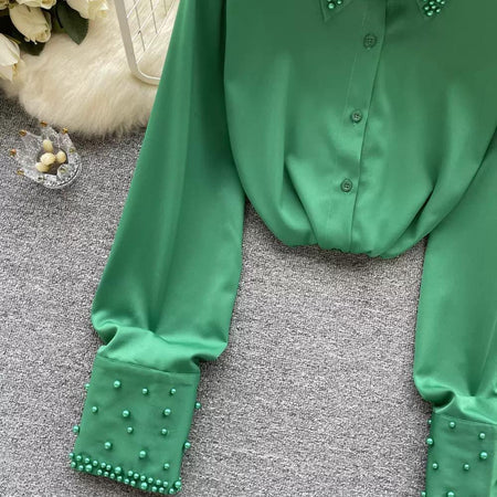 Celestia Pearl Satin Detailed Tops - Alamode By Akanksha