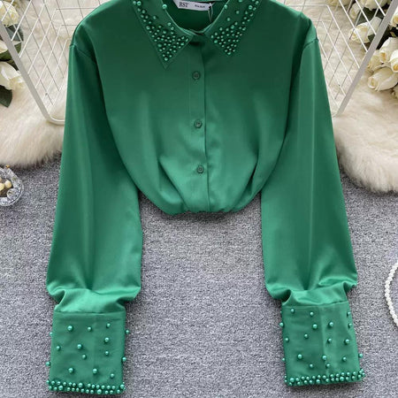 Celestia Pearl Satin Detailed Tops - Alamode By Akanksha