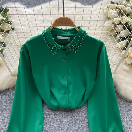 Celestia Pearl Satin Detailed Tops - Alamode By Akanksha