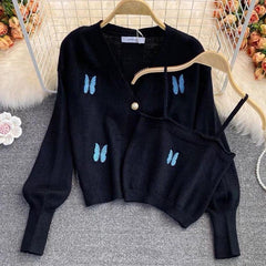 Wings Sweater Set - styled flat-lay shot, black - Miss Mosa By Akanksha