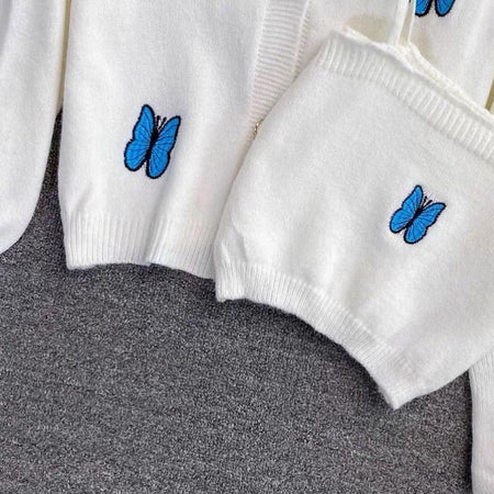 Wings Sweater Set - close-up of cuff, white - Miss Mosa By Akanksha