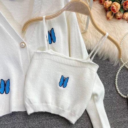 Wings Sweater Set - styled flat-lay shot, white - Miss Mosa By Akanksha