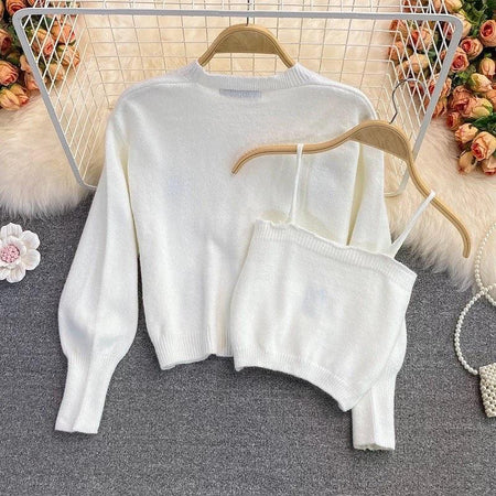 Wings Sweater Set - styled flat-lay shot, white - Miss Mosa By Akanksha