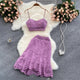 Winnie Eyelet Coord Set - styled flat-lay shot, purple - Miss Mosa By Akanksha