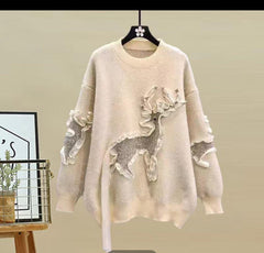 Wren statement sweater - front shot on hanger, cream - Miss Mosa By Akanksha