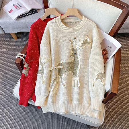Wren statement sweater - lifestyle product shot, cream - Miss Mosa By Akanksha