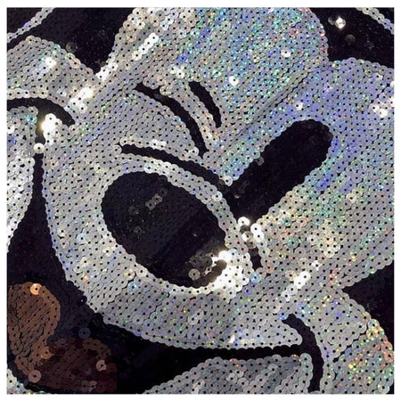 Yati Oversized Shirt Dress In Black - close-up of sequin graphic, black - Miss Mosa By Akanksha