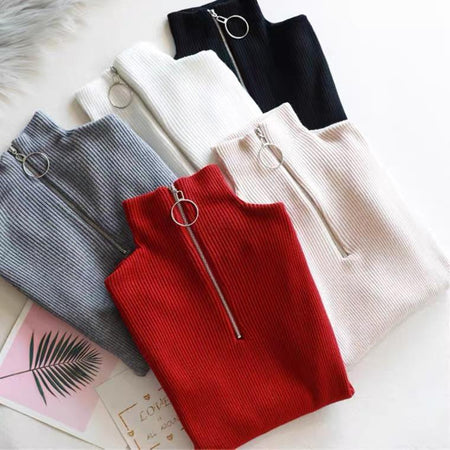 Zipper Up Turtleneck - flat-lay product shot, multicolour - Miss Mosa By Akanksha