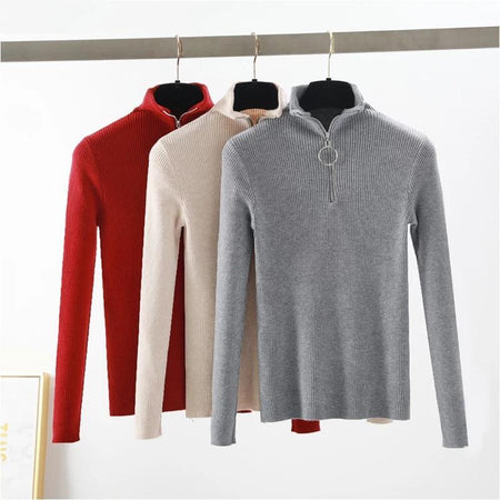 Zipper Up Turtleneck - front shot on hanger, multicolour - Miss Mosa By Akanksha