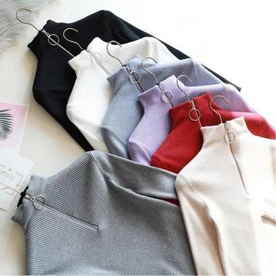 Zipper Up Turtleneck - front shot on hanger, multicolour - Miss Mosa By Akanksha