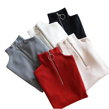 Zipper Up Turtleneck - flat-lay product shot, multicolour - Miss Mosa By Akanksha