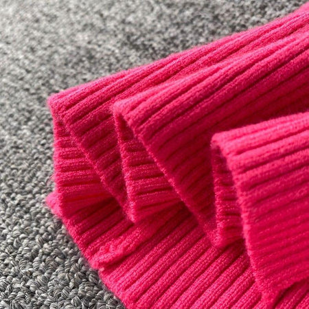 Zuri Statement Coord Set - close-up of ribbed knit, pink - Miss Mosa By Akanksha